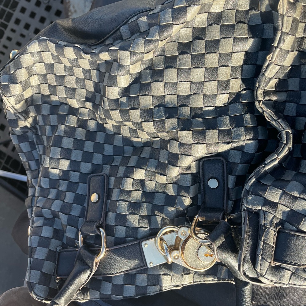 Checkered Black and Gray Tote Bag